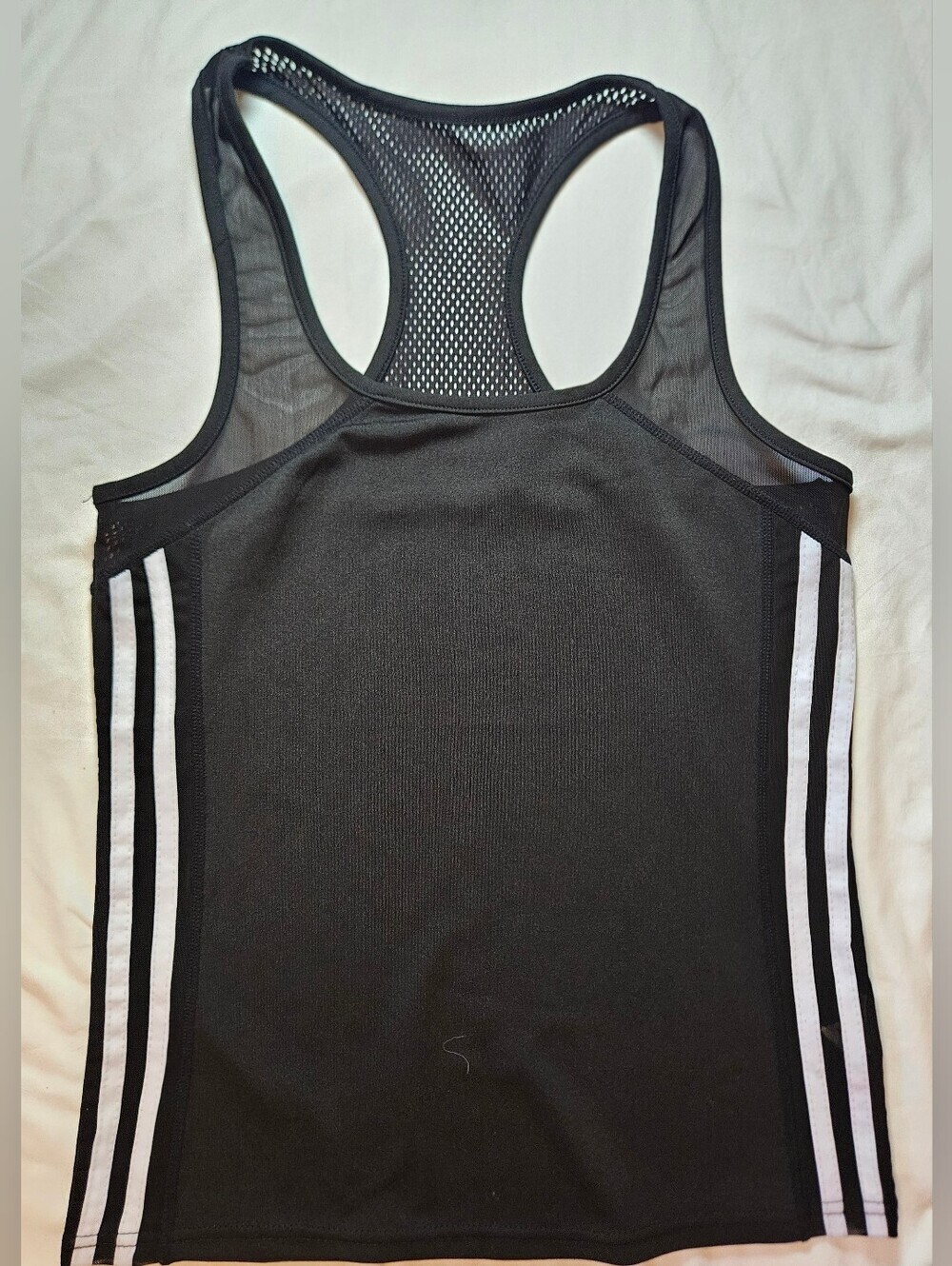 Unbranded Womens Black & White Striped Sleeveless Racerback Tank Top Size Large